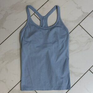 lululemon athletica Light Blue Ribbed Tank Top built in bra razor back size 10
